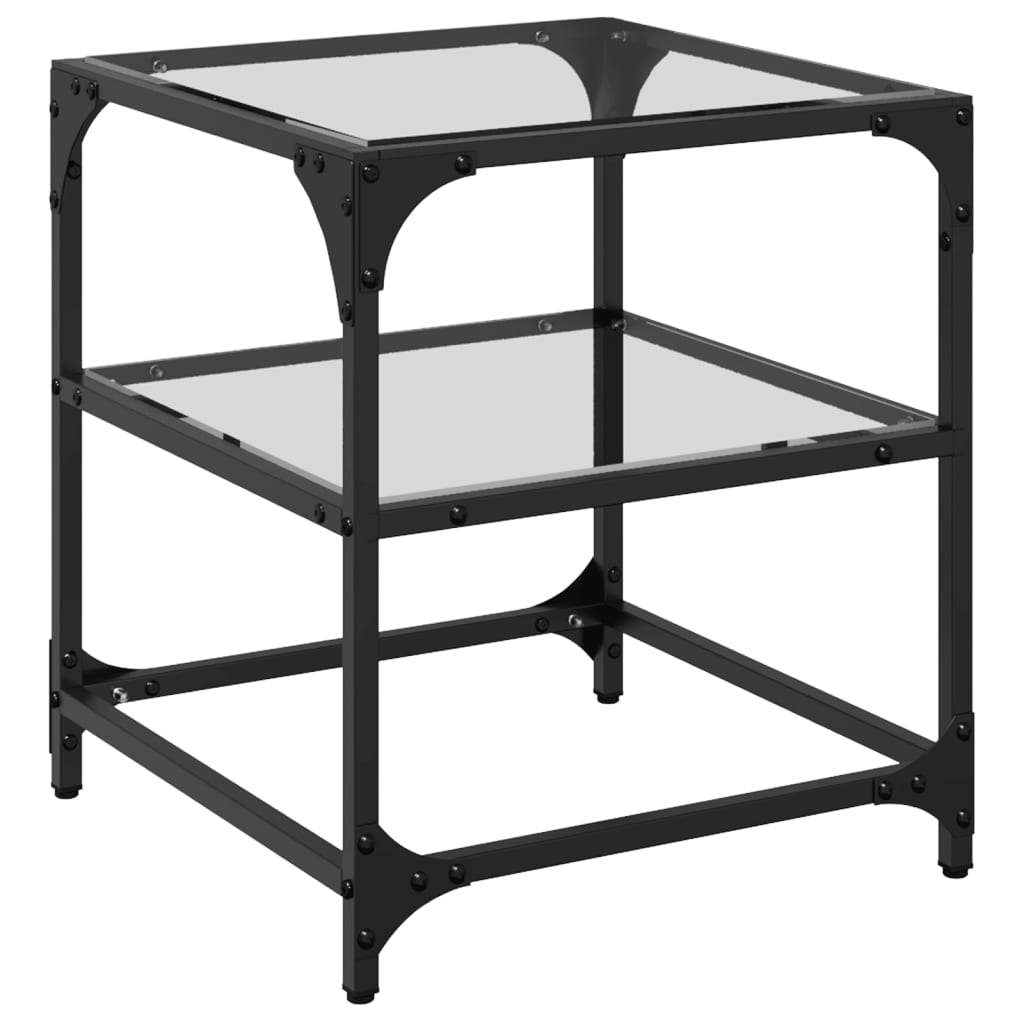 Table basse avec dessus en verre transparent 40x40x45 cm acier - Tables basses