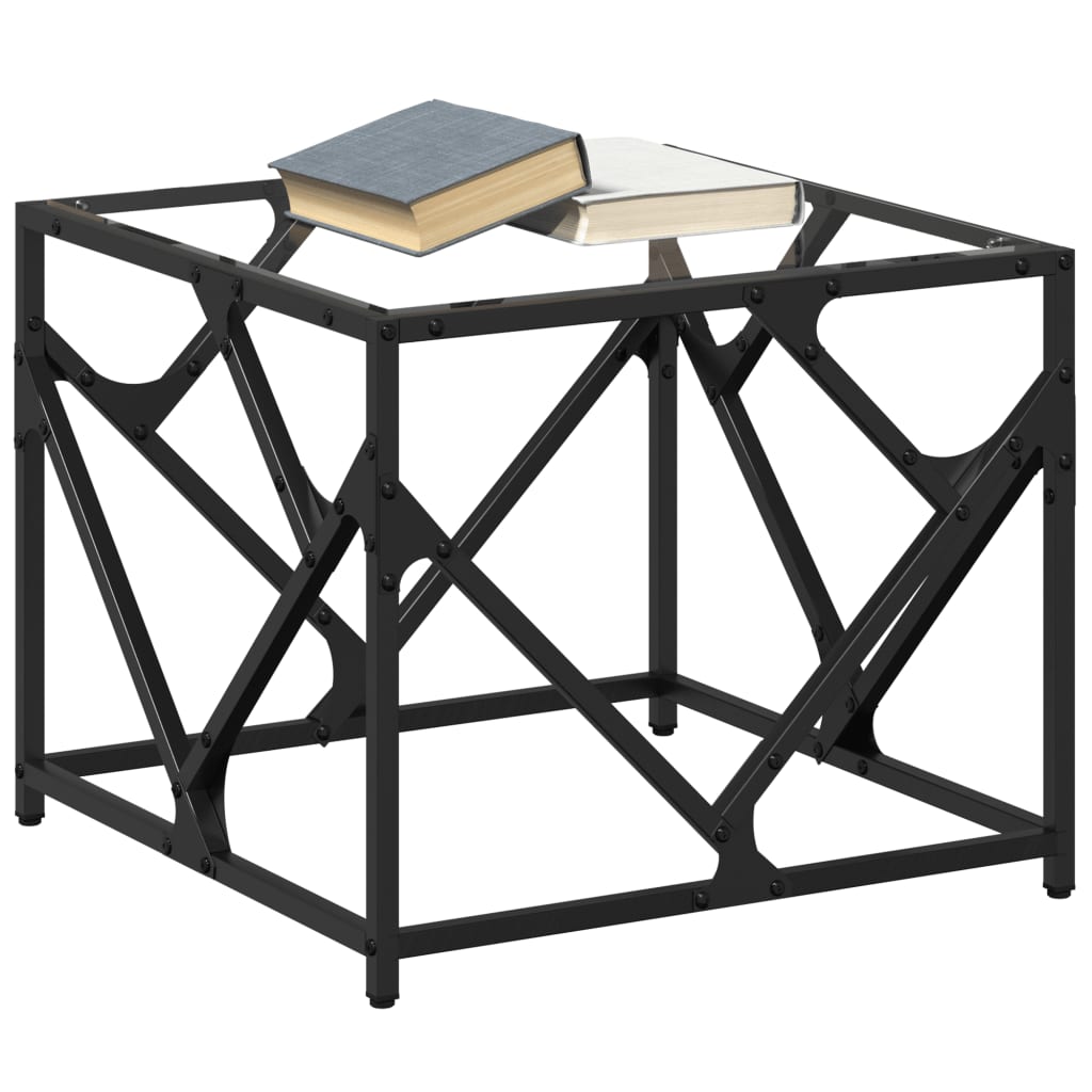 Table basse avec dessus en verre transparent 50x50x41 cm acier - Tables basses