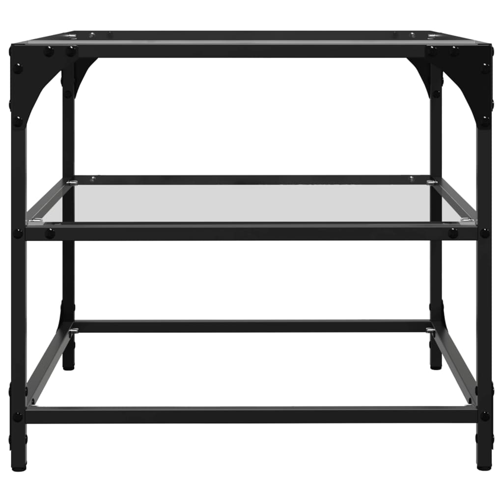 Table basse avec dessus en verre transparent 50x50x45 cm acier - Tables basses