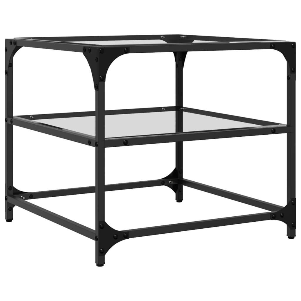 Table basse avec dessus en verre transparent 50x50x45 cm acier - Tables basses