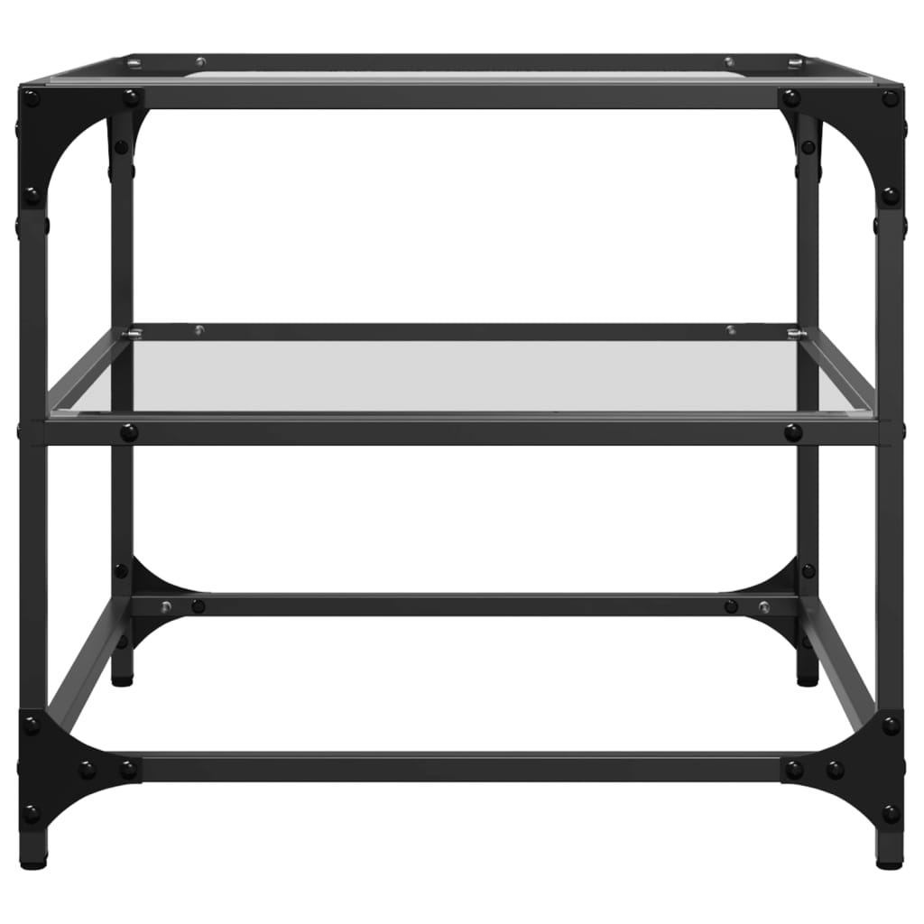 Table basse avec dessus en verre transparent 50x50x45 cm acier - Tables basses