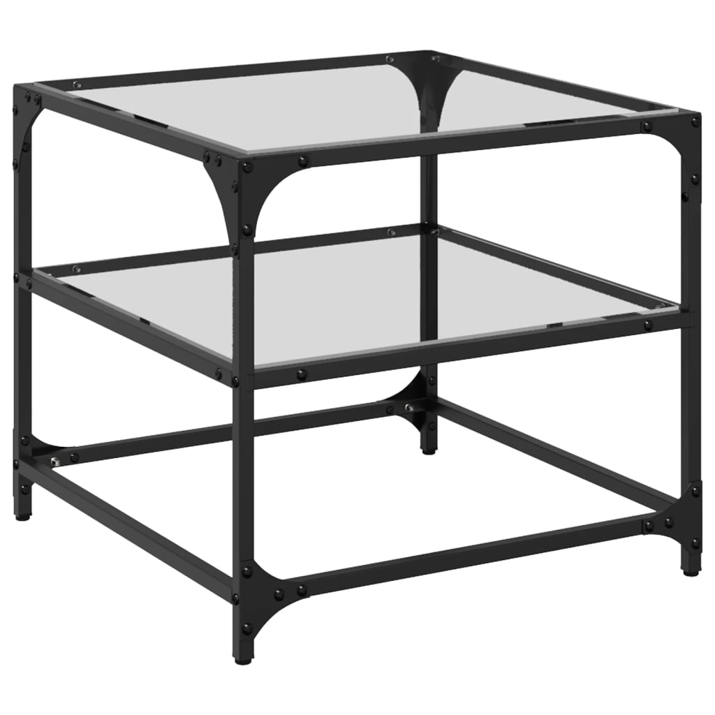 Table basse avec dessus en verre transparent 50x50x45 cm acier - Tables basses