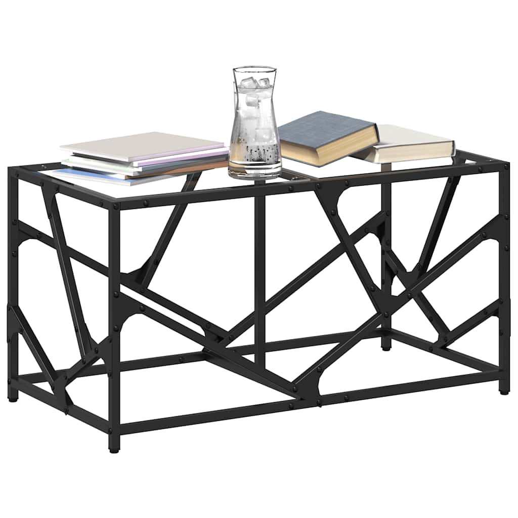 Table basse avec dessus en verre transparent 78,5x40x41cm acier - Tables basses