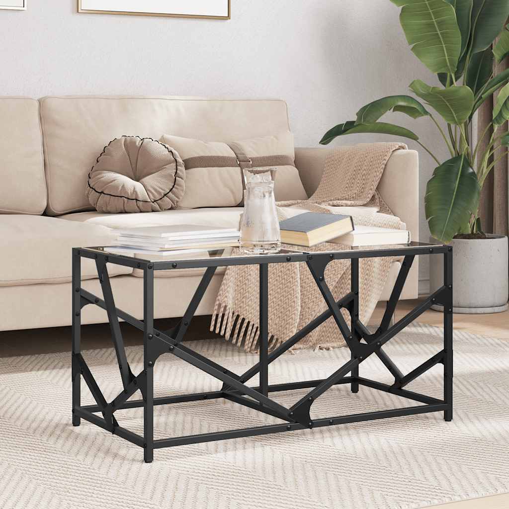 Table basse avec dessus en verre transparent 78,5x40x41cm acier - Tables basses