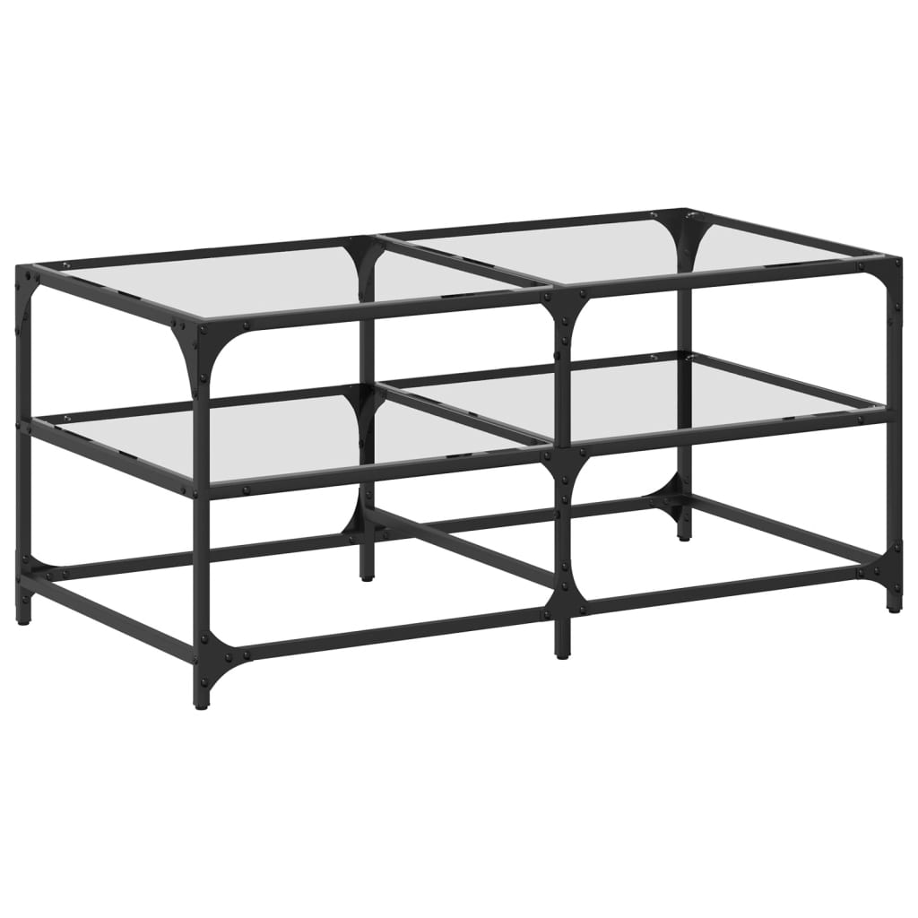 Table basse avec dessus en verre transparent 98,5x50x45cm acier - Tables basses