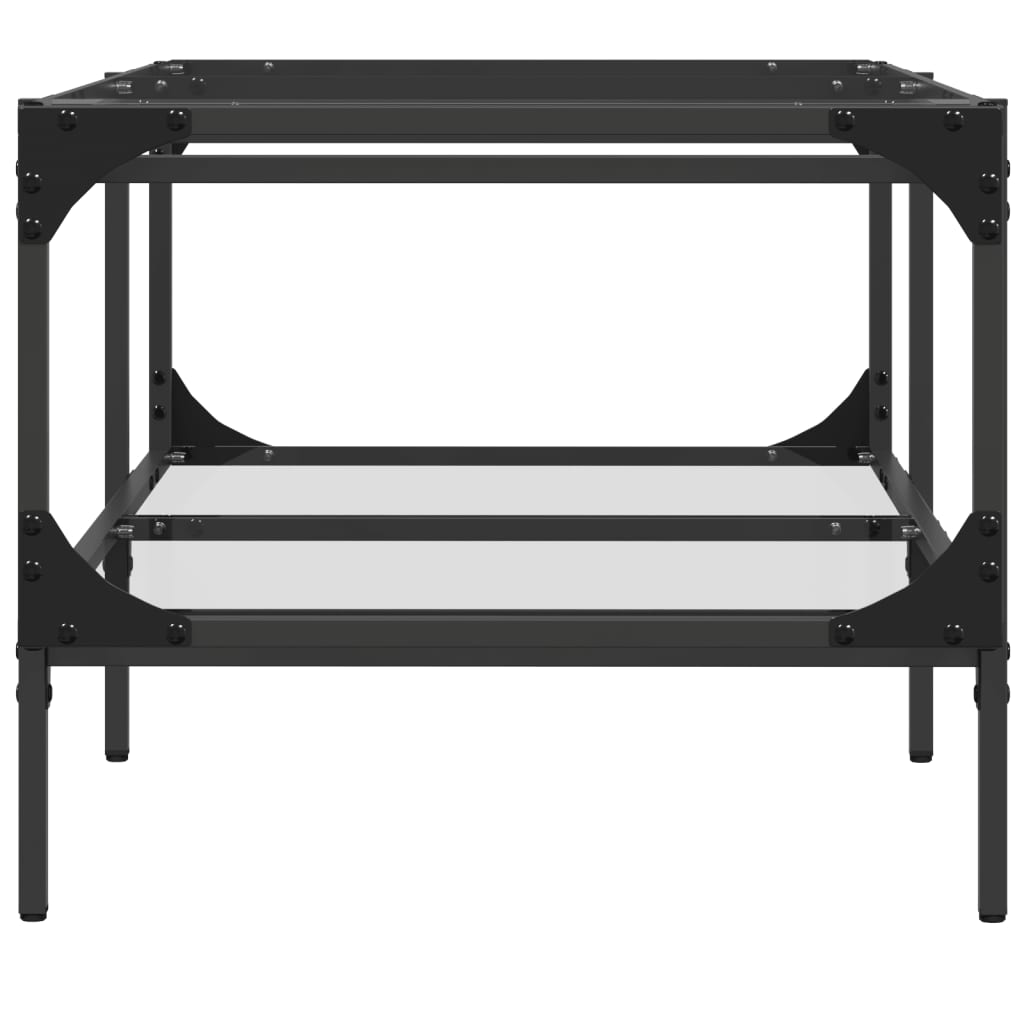 Table basse avec dessus en verre transparent 98,5x50x45cm acier - Tables basses