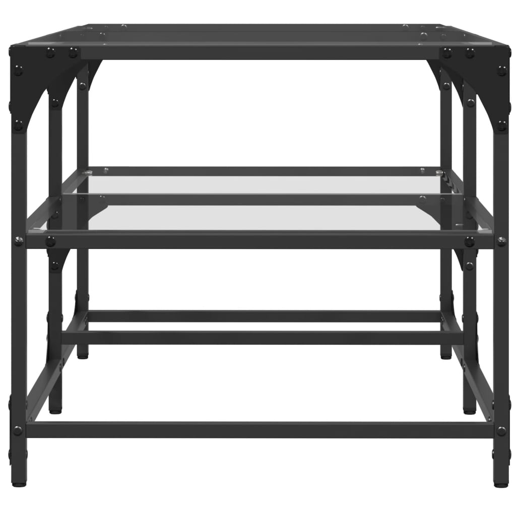 Table basse avec dessus en verre transparent 98,5x50x45cm acier - Tables basses