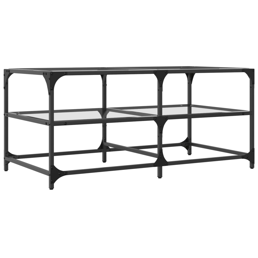 Table basse avec dessus en verre transparent 98,5x50x45cm acier - Tables basses