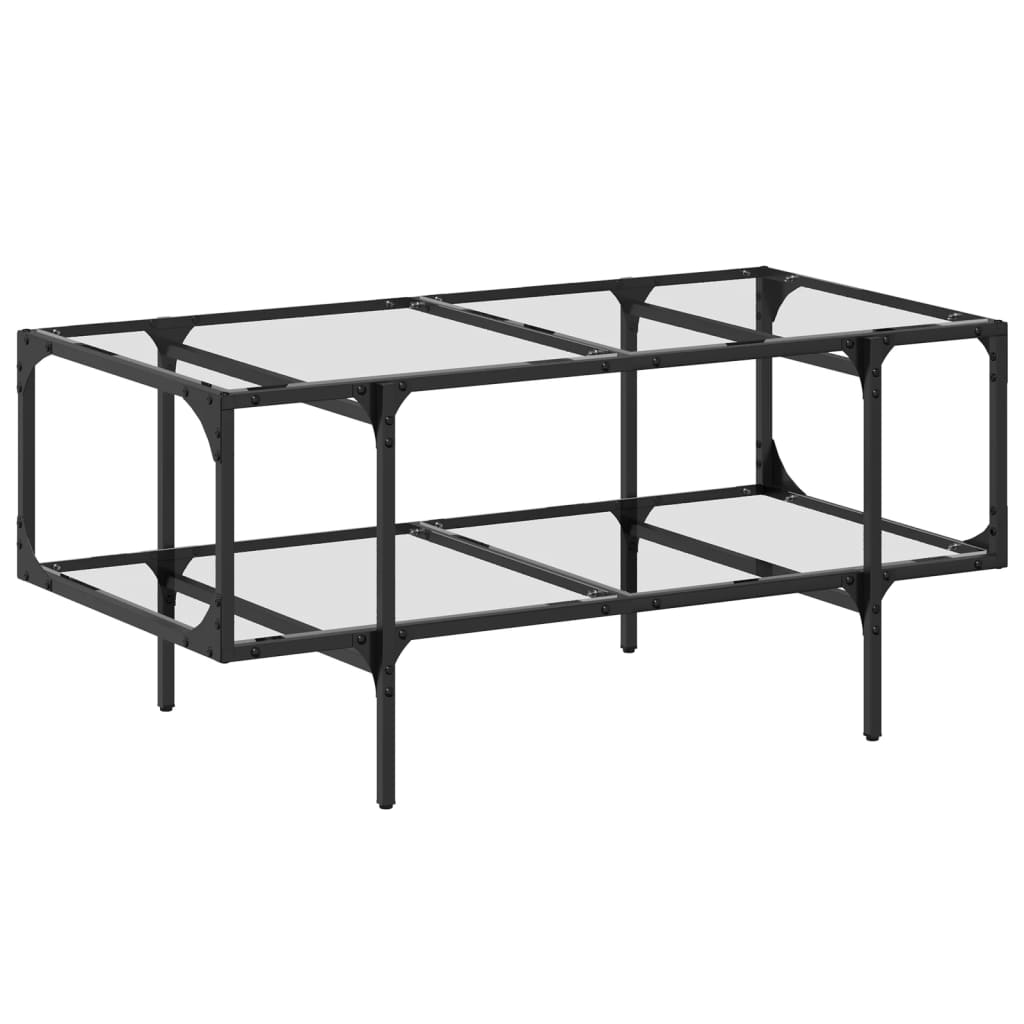 Table basse avec dessus en verre transparent 98,5x50x45cm acier - Tables basses