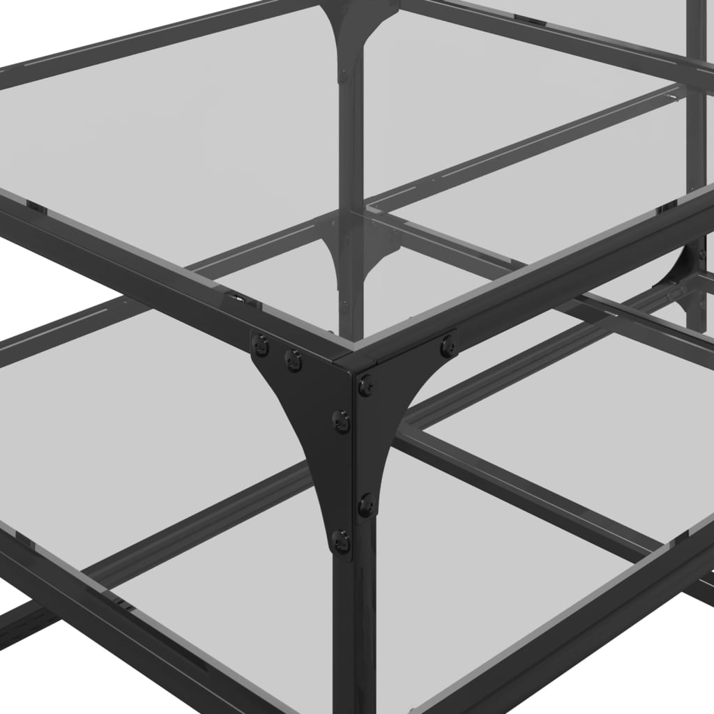 Table basse avec dessus en verre transparent 98,5x50x45cm acier - Tables basses