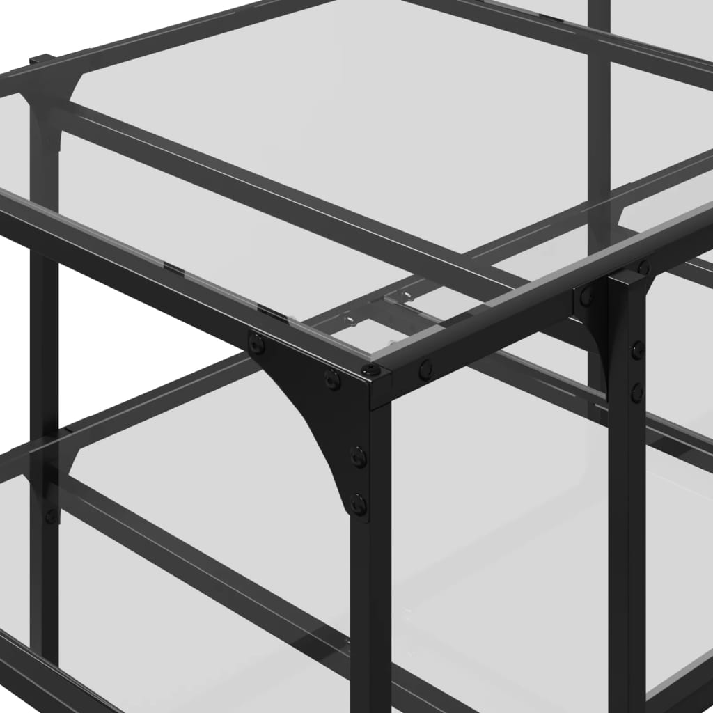Table basse avec dessus en verre transparent 98,5x50x45cm acier - Tables basses
