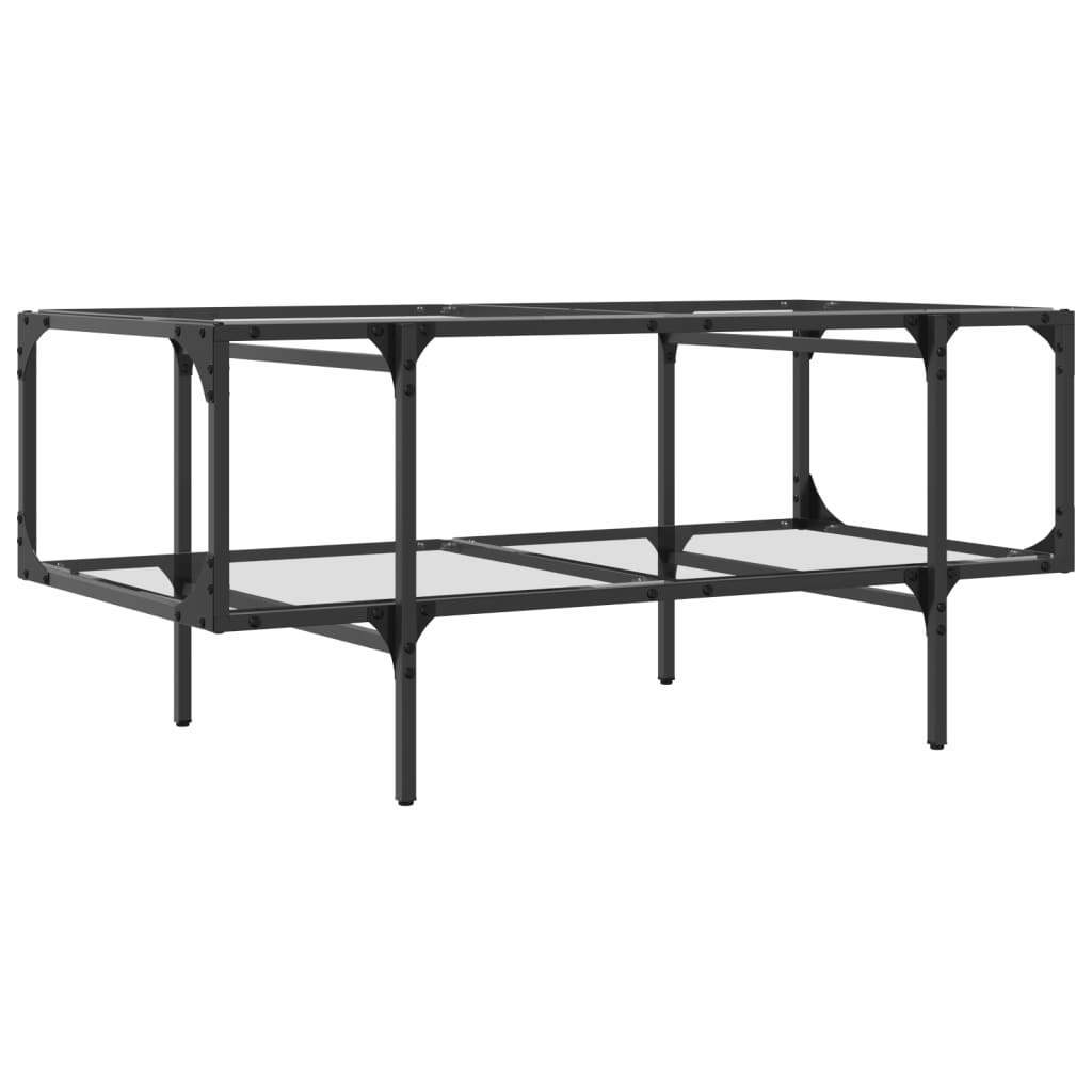 Table basse avec dessus en verre transparent 98,5x50x45cm acier - Tables basses