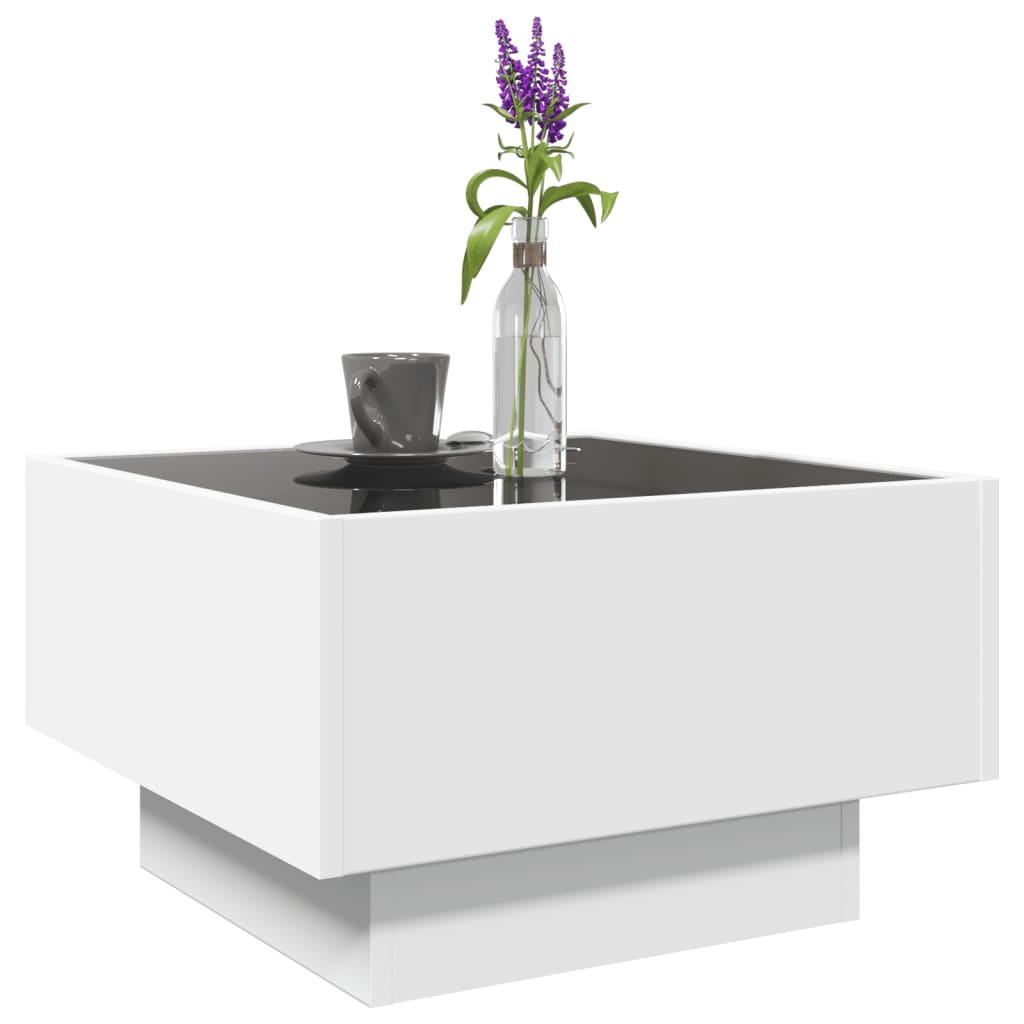 Table basse avec LED blanc 50x50x30 cm bois d’ingénierie - Tables basses