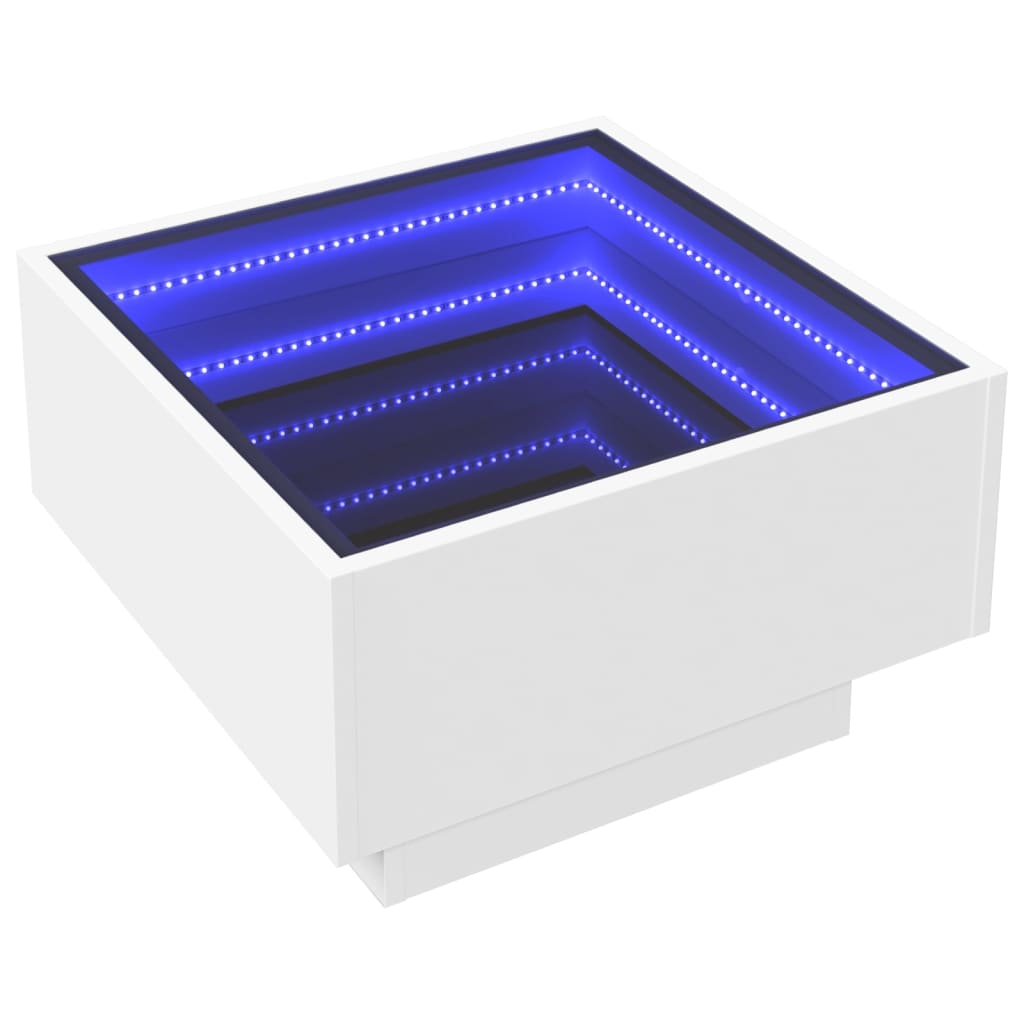 Table basse avec LED blanc 50x50x30 cm bois d’ingénierie - Tables basses