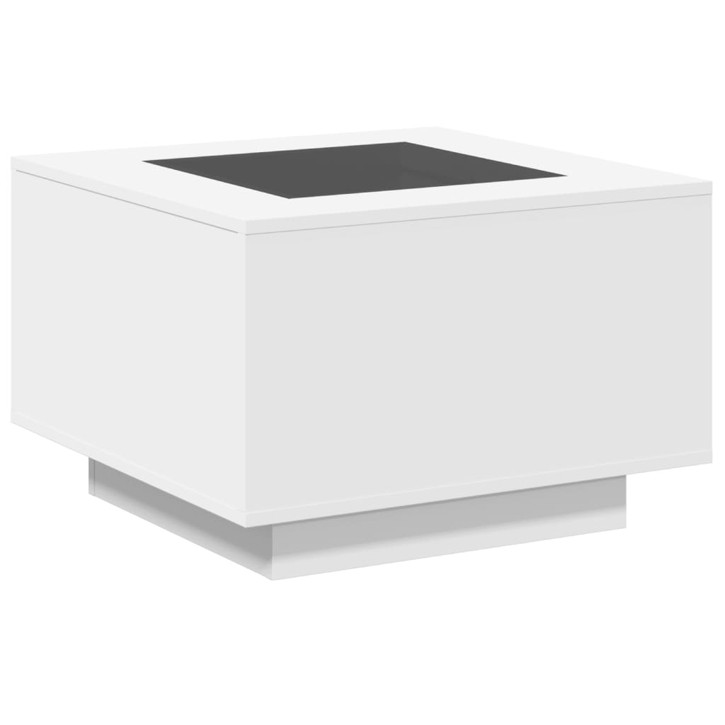 Table basse avec LED blanc 60x60x40 cm bois d’ingénierie - Tables basses