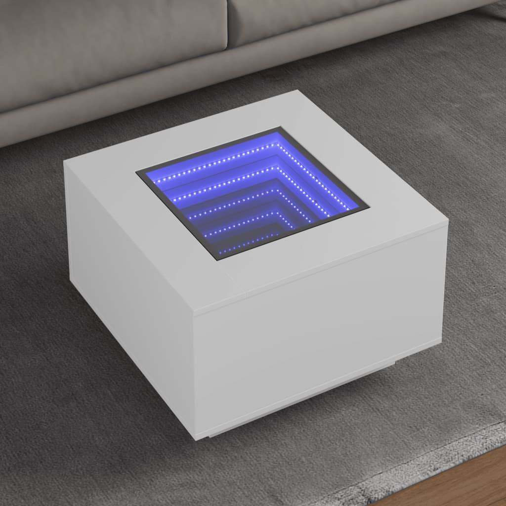 Table basse avec LED blanc 60x60x40 cm bois d’ingénierie - Tables basses