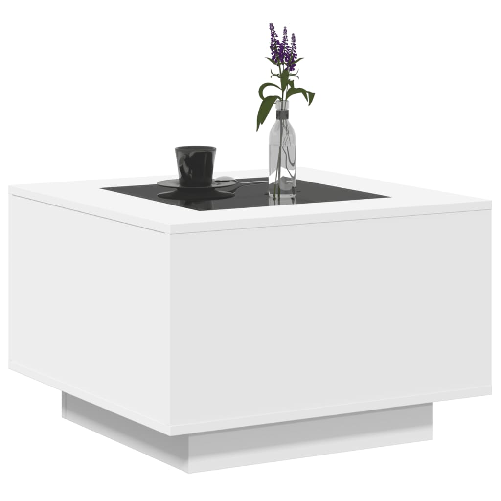 Table basse avec LED blanc 60x60x40 cm bois d’ingénierie - Tables basses