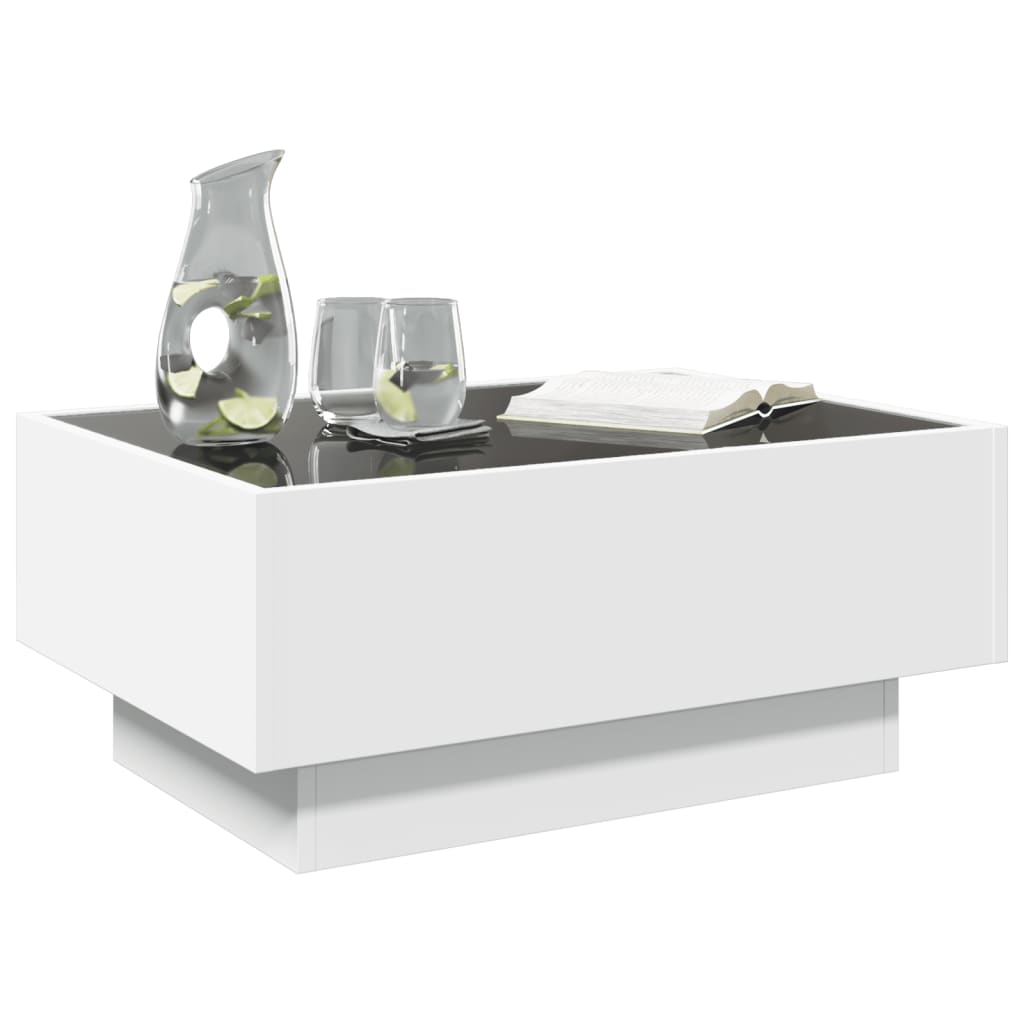 Table basse avec LED blanc 70x50x30 cm bois d’ingénierie - Tables basses
