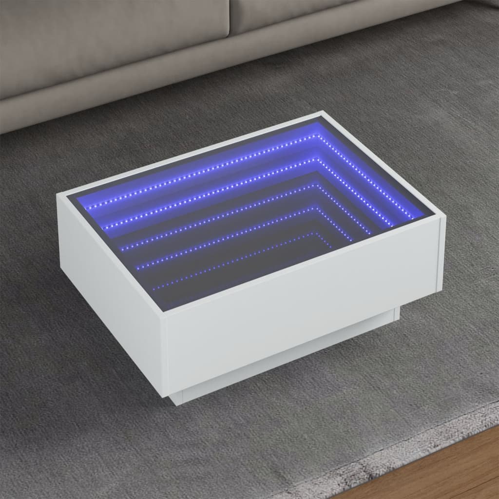 Table basse avec LED blanc 70x50x30 cm bois d’ingénierie - Tables basses