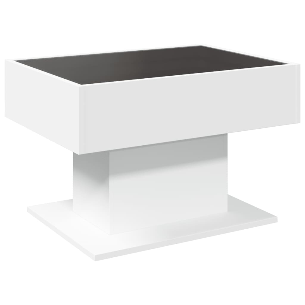 Table basse avec LED blanc 70x50x45 cm bois d’ingénierie - Tables basses