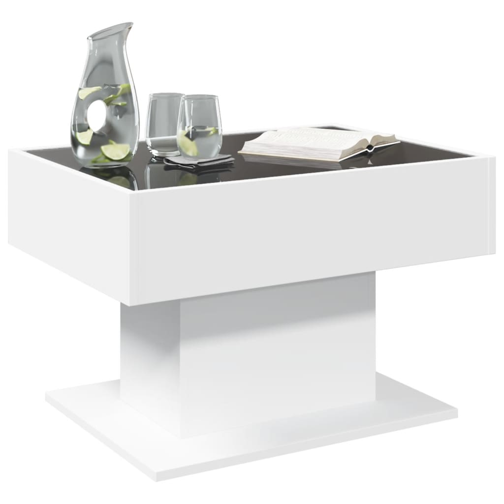 Table basse avec LED blanc 70x50x45 cm bois d’ingénierie - Tables basses