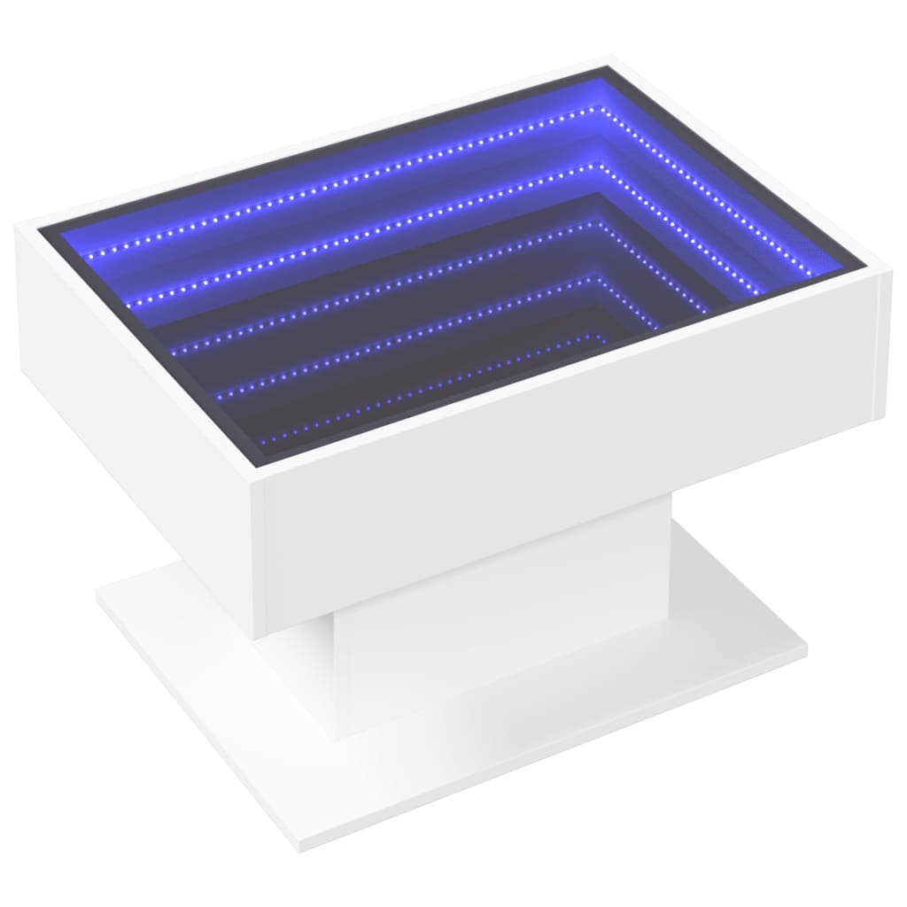 Table basse avec LED blanc 70x50x45 cm bois d’ingénierie - Tables basses