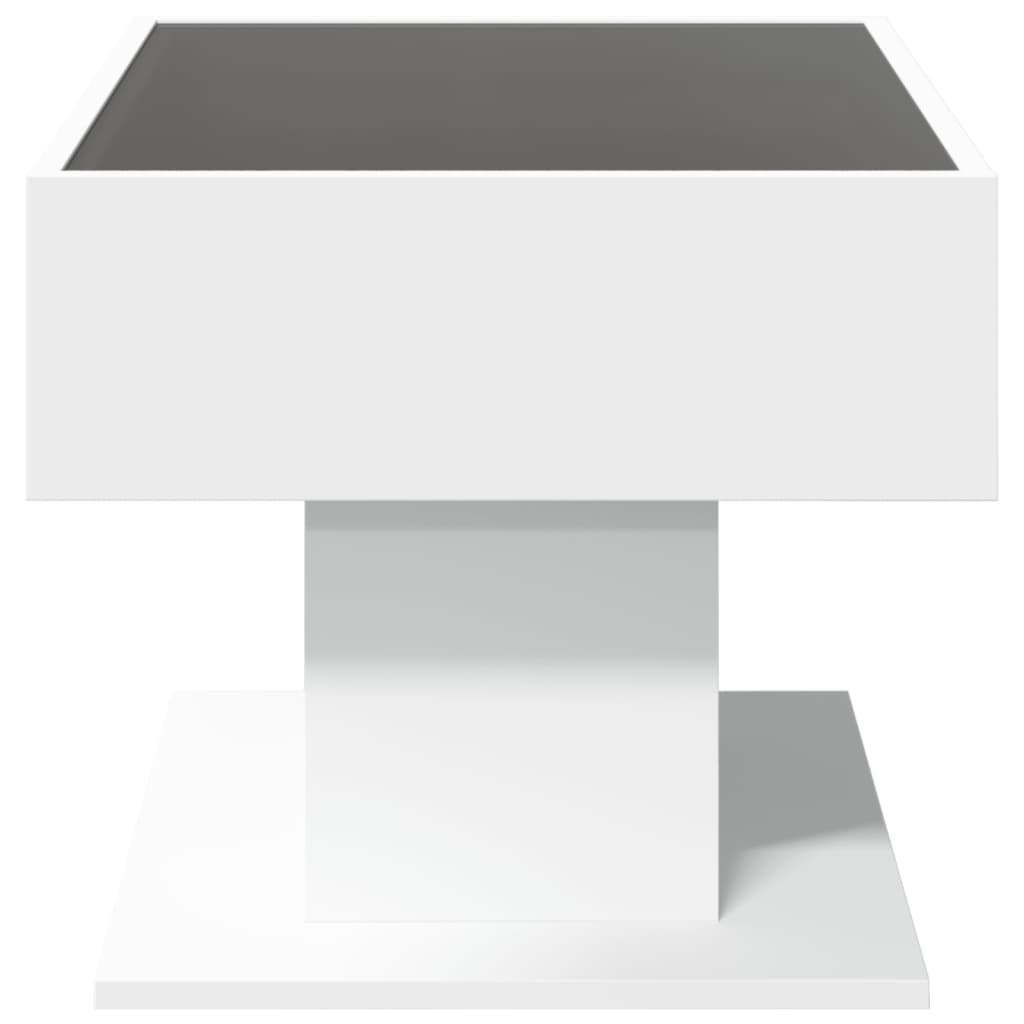 Table basse avec LED blanc 70x50x45 cm bois d’ingénierie - Tables basses