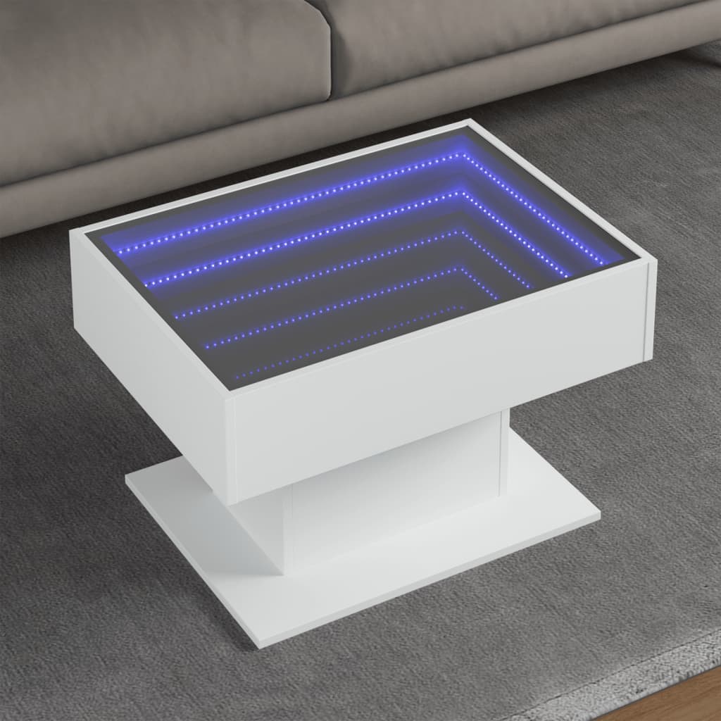 Table basse avec LED blanc 70x50x45 cm bois d’ingénierie - Tables basses