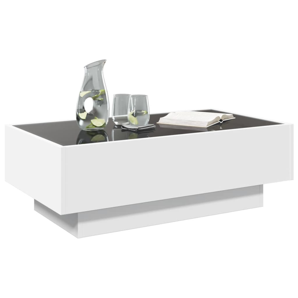 Table basse avec LED blanc 90x50x30 cm bois d’ingénierie - Tables basses
