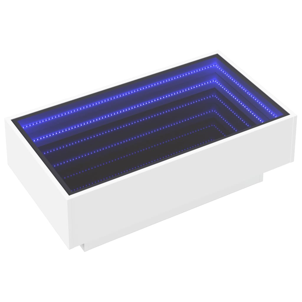 Table basse avec LED blanc 90x50x30 cm bois d’ingénierie - Tables basses
