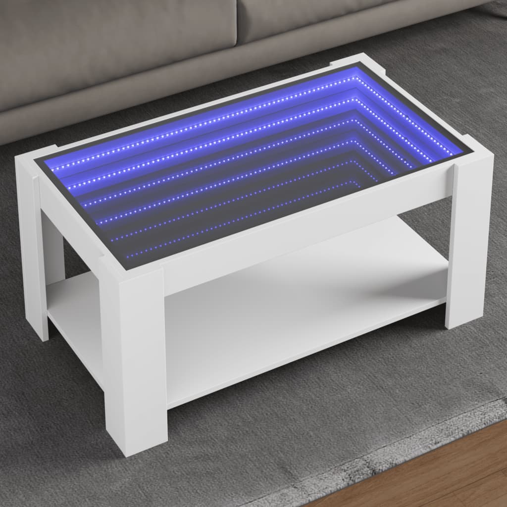 Table basse avec LED blanc 93x53x45 cm bois d’ingénierie - Tables basses