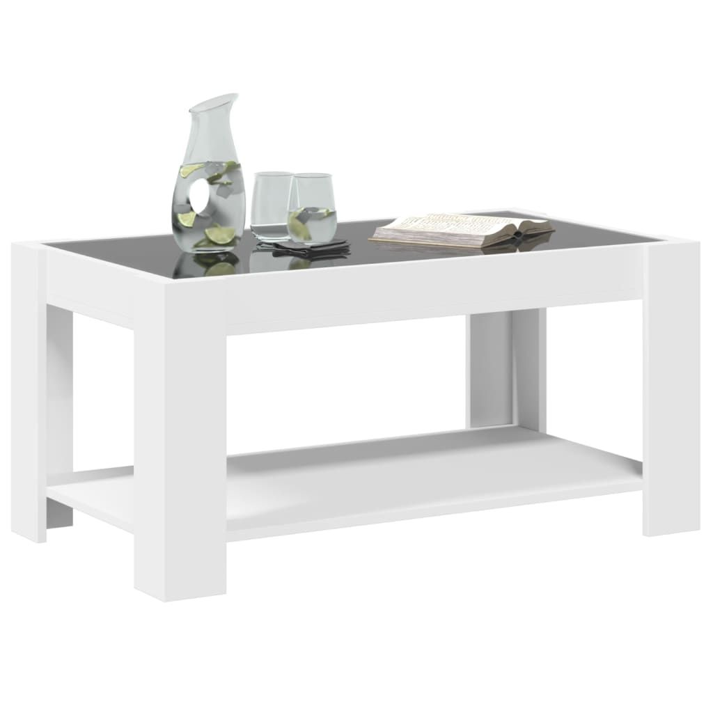 Table basse avec LED blanc 93x53x45 cm bois d’ingénierie - Tables basses