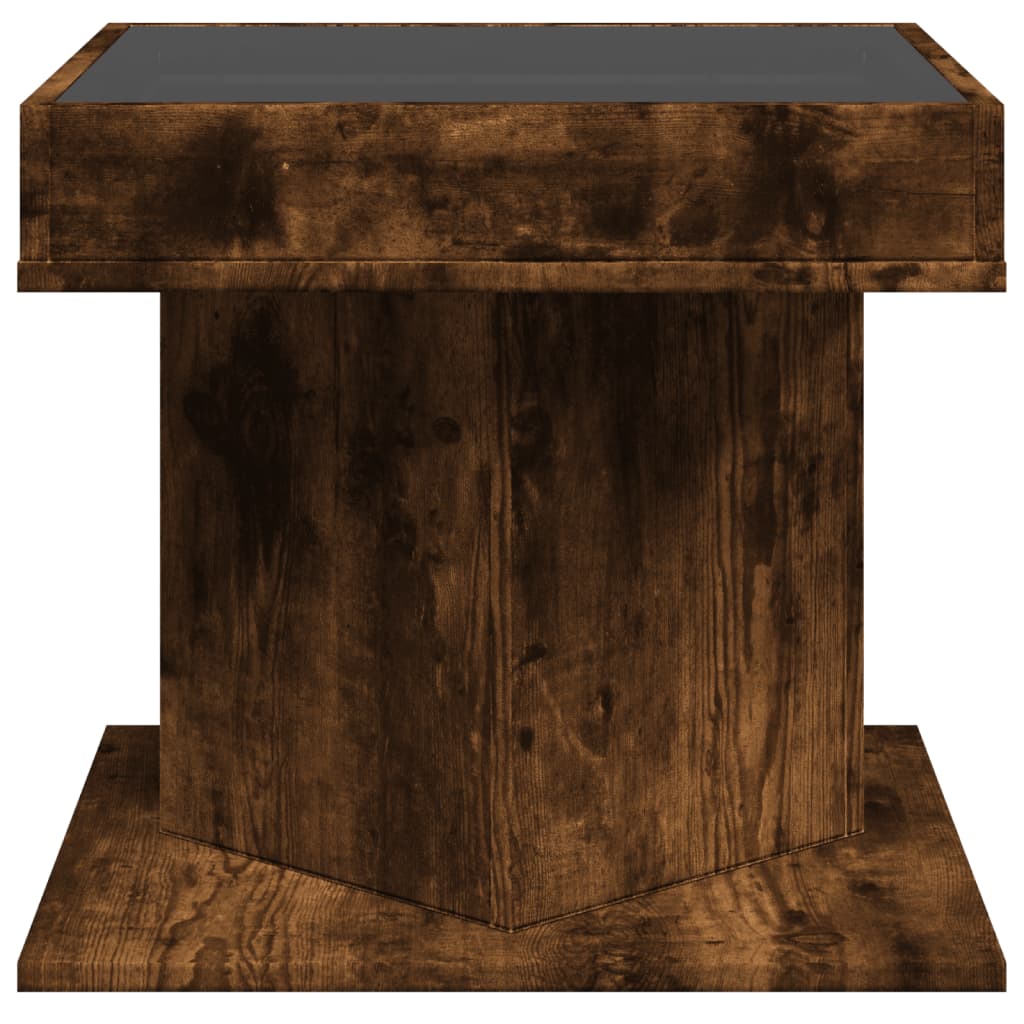 Table basse avec LED chêne fumé 50x50x45 cm bois d’ingénierie - Tables basses
