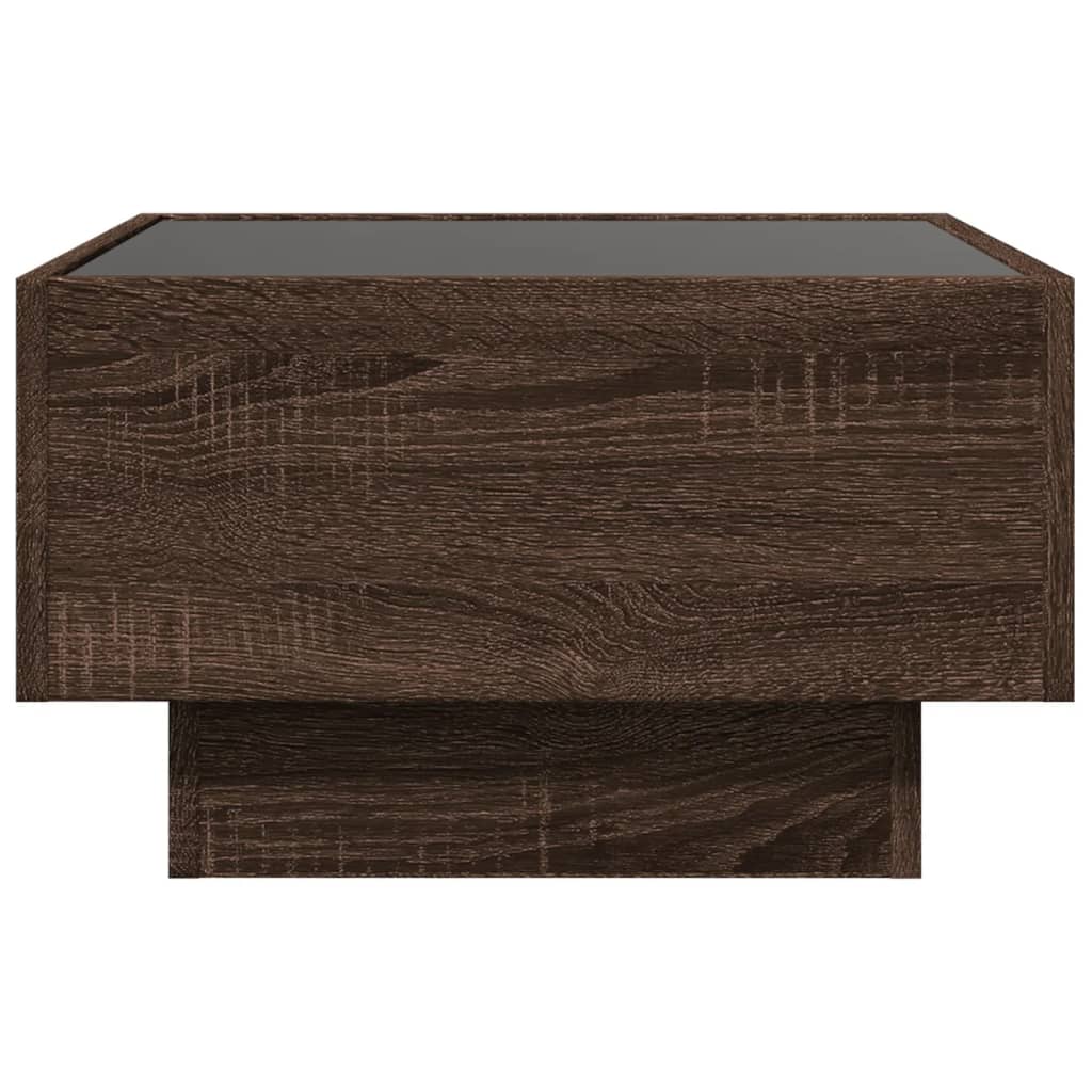 Table basse avec LED chêne marron 50x50x30 cm bois d’ingénierie - Tables basses