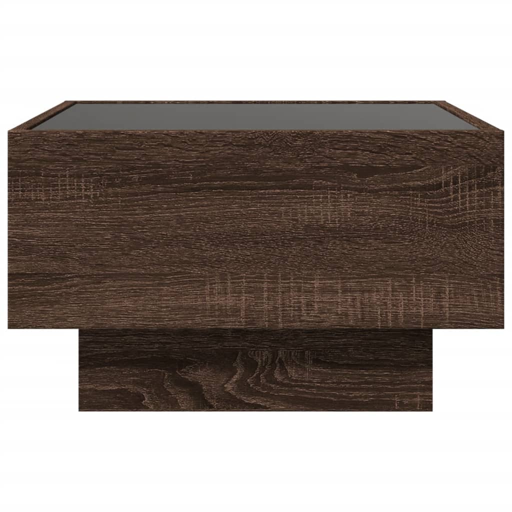 Table basse avec LED chêne marron 50x50x30 cm bois d’ingénierie - Tables basses