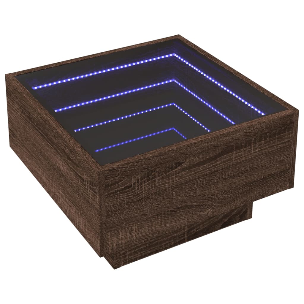 Table basse avec LED chêne marron 50x50x30 cm bois d’ingénierie - Tables basses