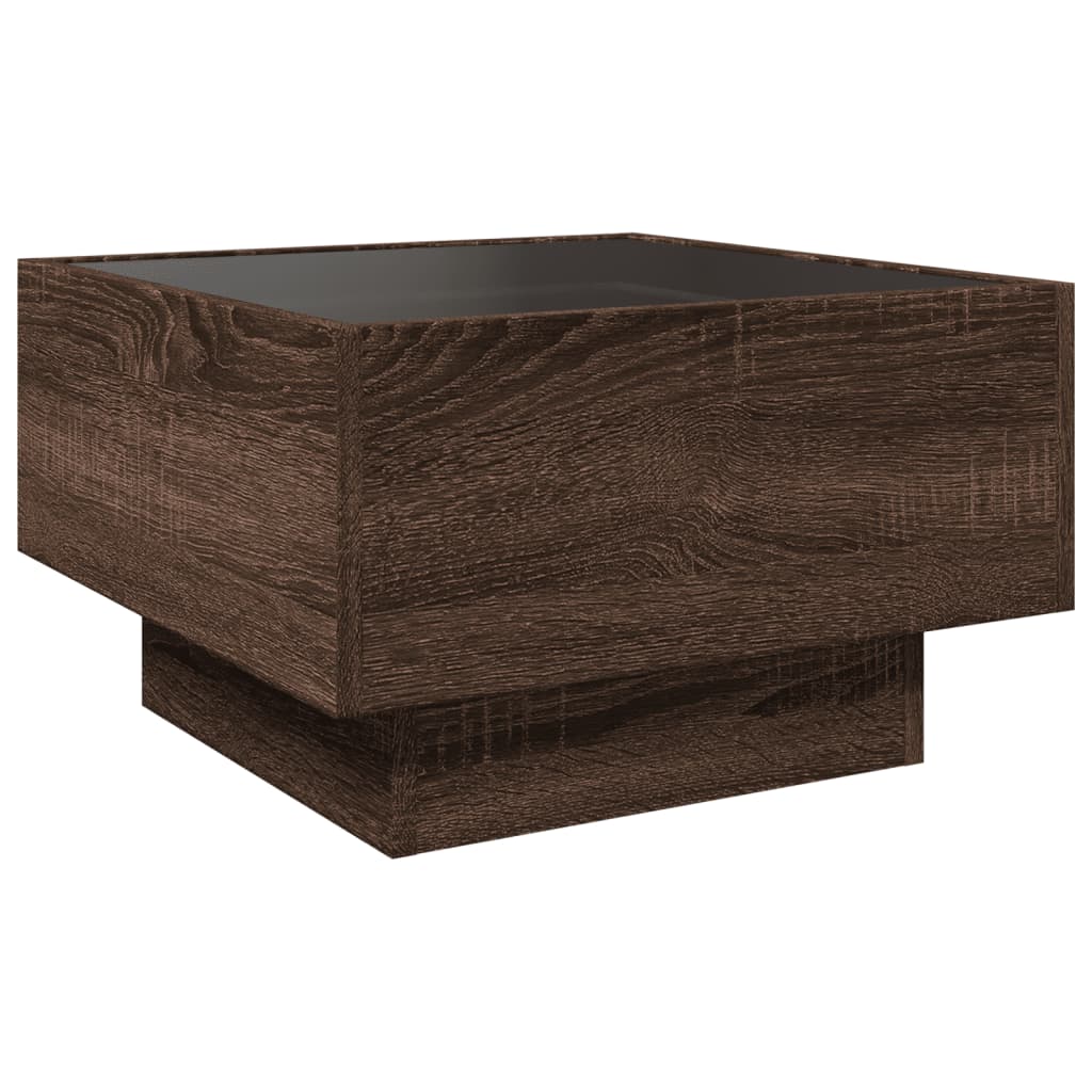 Table basse avec LED chêne marron 50x50x30 cm bois d’ingénierie - Tables basses