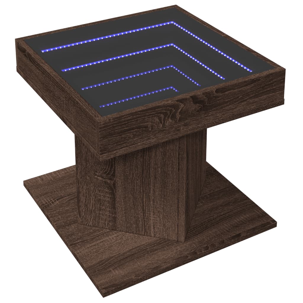 Table basse avec LED chêne marron 50x50x45 cm bois d’ingénierie - Tables basses