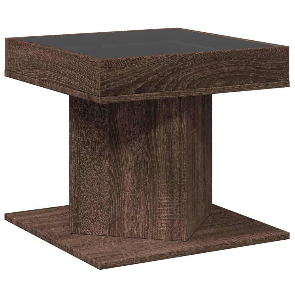 Table basse avec LED chêne marron 50x50x45 cm bois d’ingénierie - Tables basses