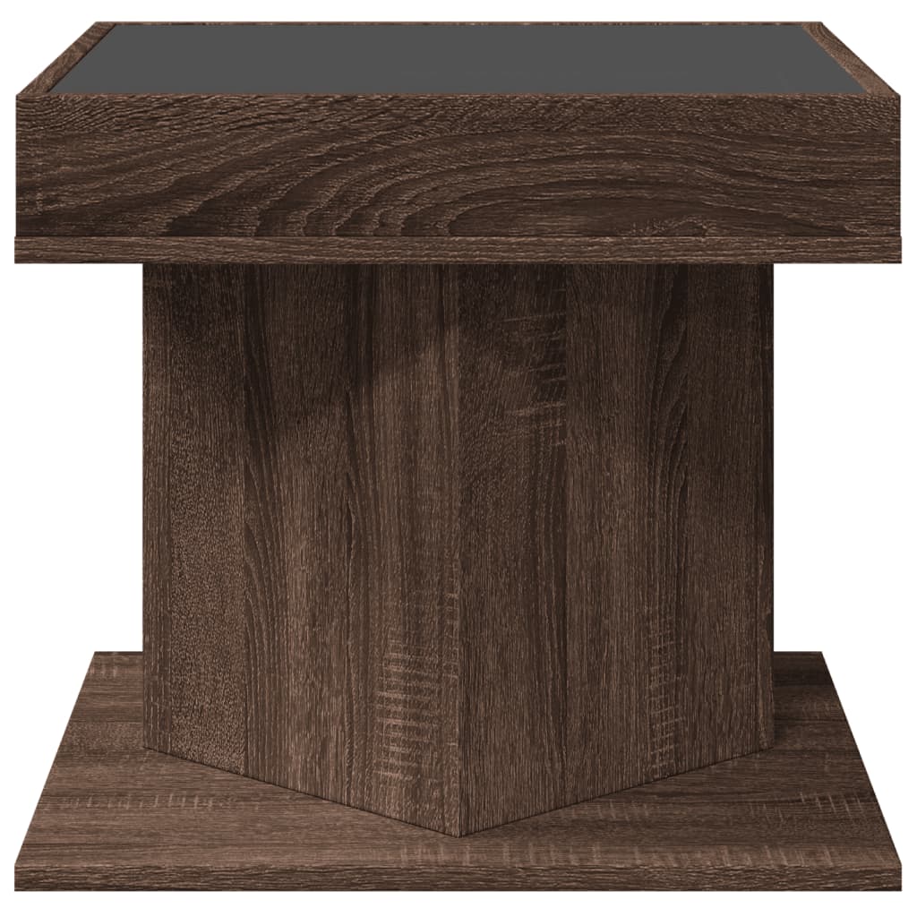 Table basse avec LED chêne marron 50x50x45 cm bois d’ingénierie - Tables basses