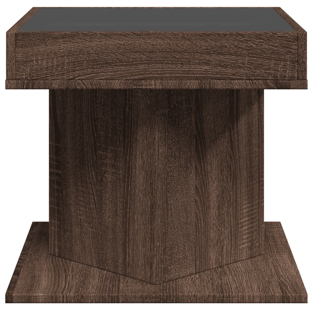 Table basse avec LED chêne marron 50x50x45 cm bois d’ingénierie - Tables basses
