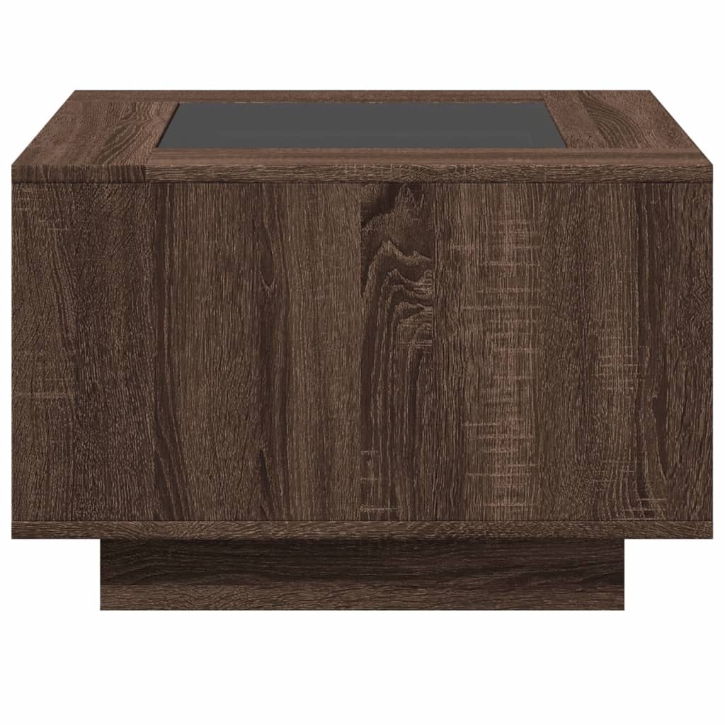 Table basse avec LED chêne marron 60x60x40 cm bois d’ingénierie - Tables basses