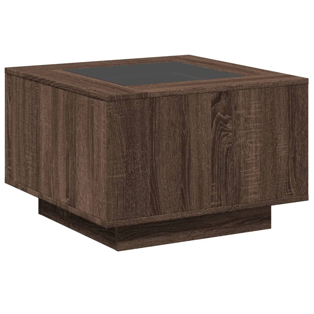Table basse avec LED chêne marron 60x60x40 cm bois d’ingénierie - Tables basses