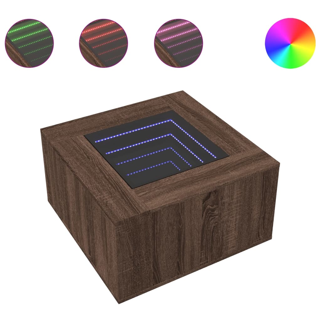 Table basse avec LED chêne marron 60x60x40 cm bois d’ingénierie - Tables basses