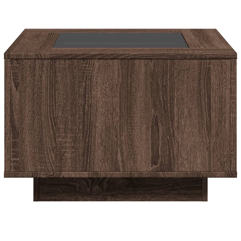 Table basse avec LED chêne marron 60x60x40 cm bois d’ingénierie - Tables basses