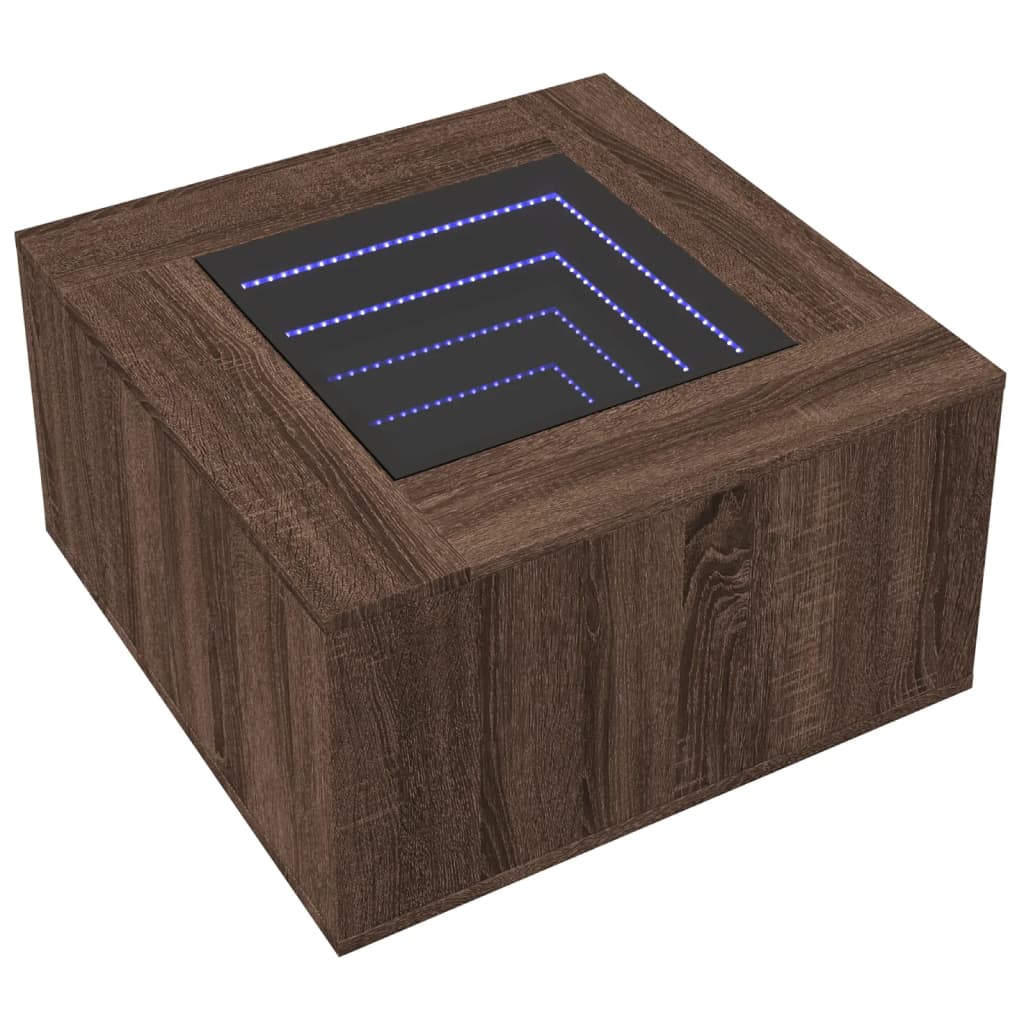 Table basse avec LED chêne marron 60x60x40 cm bois d’ingénierie - Tables basses