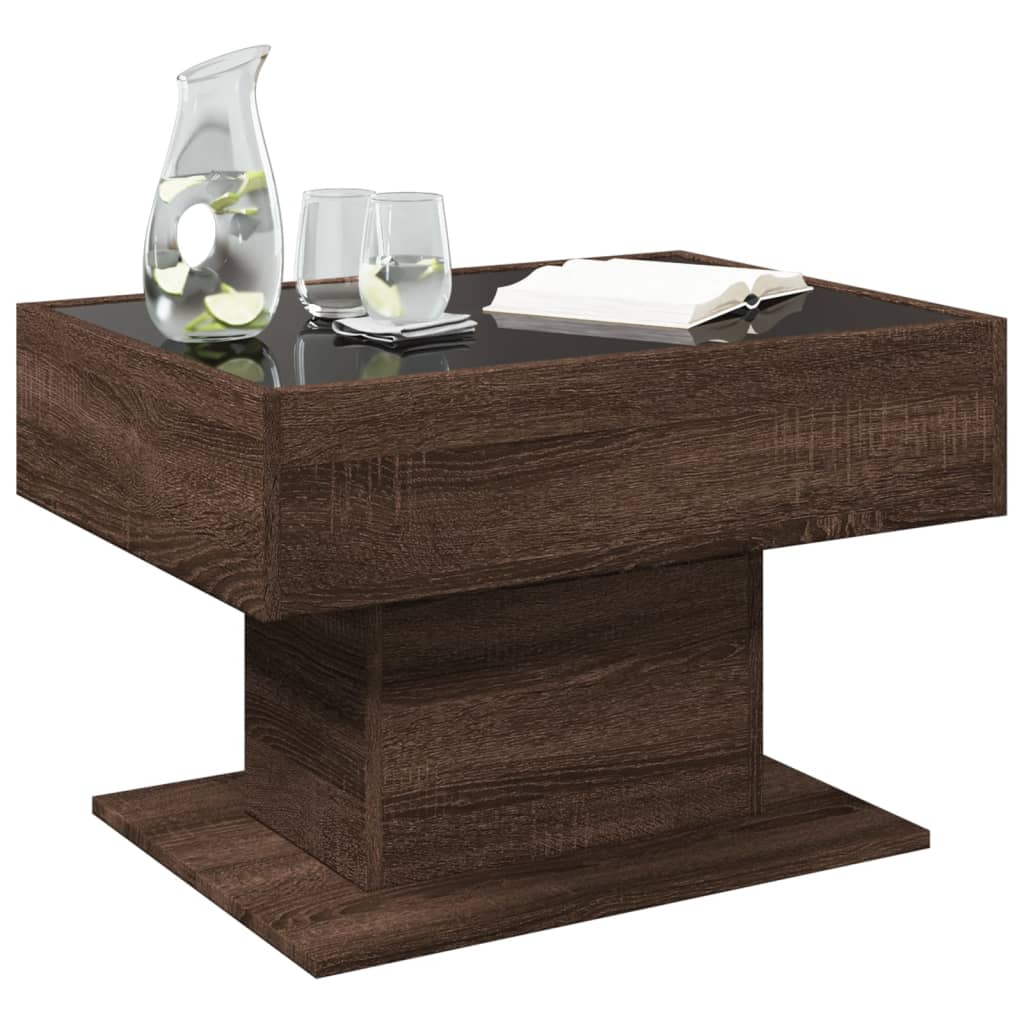 Table basse avec LED chêne marron 70x50x45 cm bois d’ingénierie - Tables basses