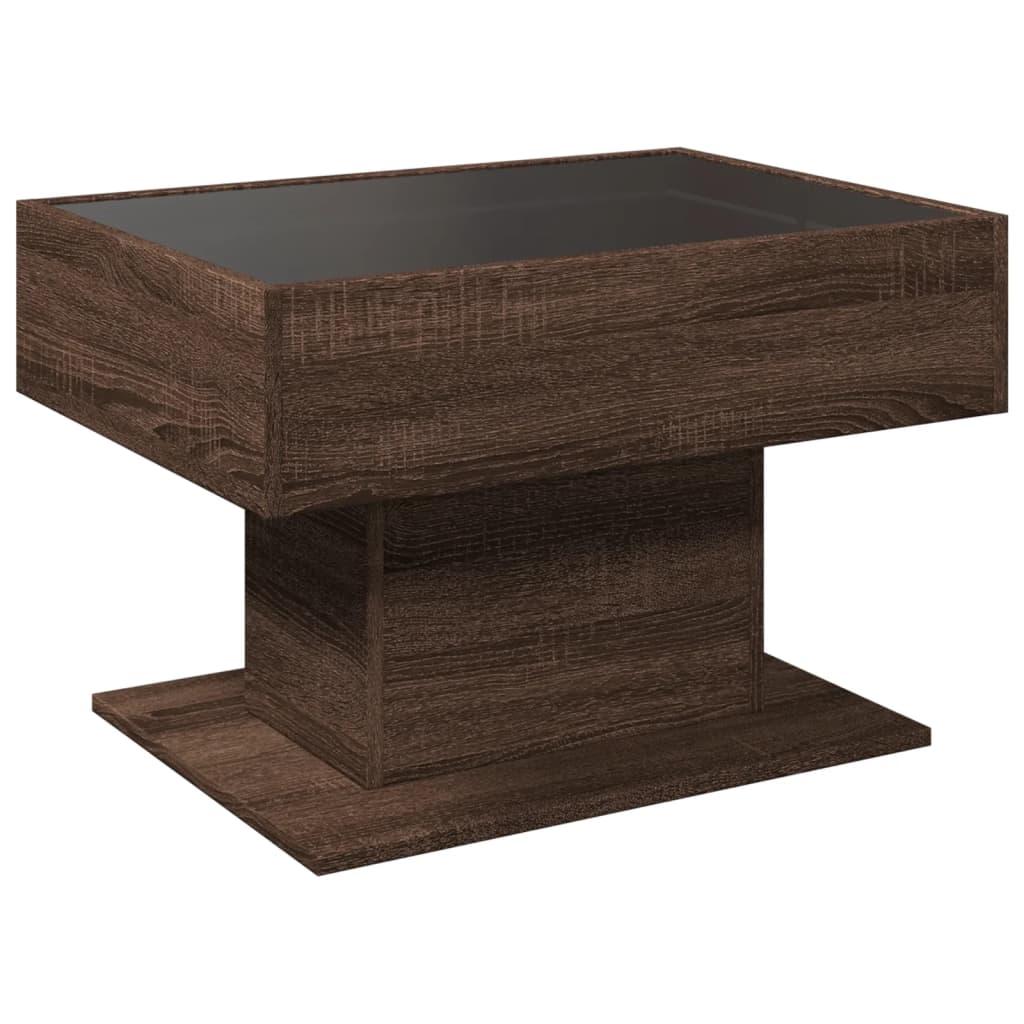 Table basse avec LED chêne marron 70x50x45 cm bois d’ingénierie - Tables basses