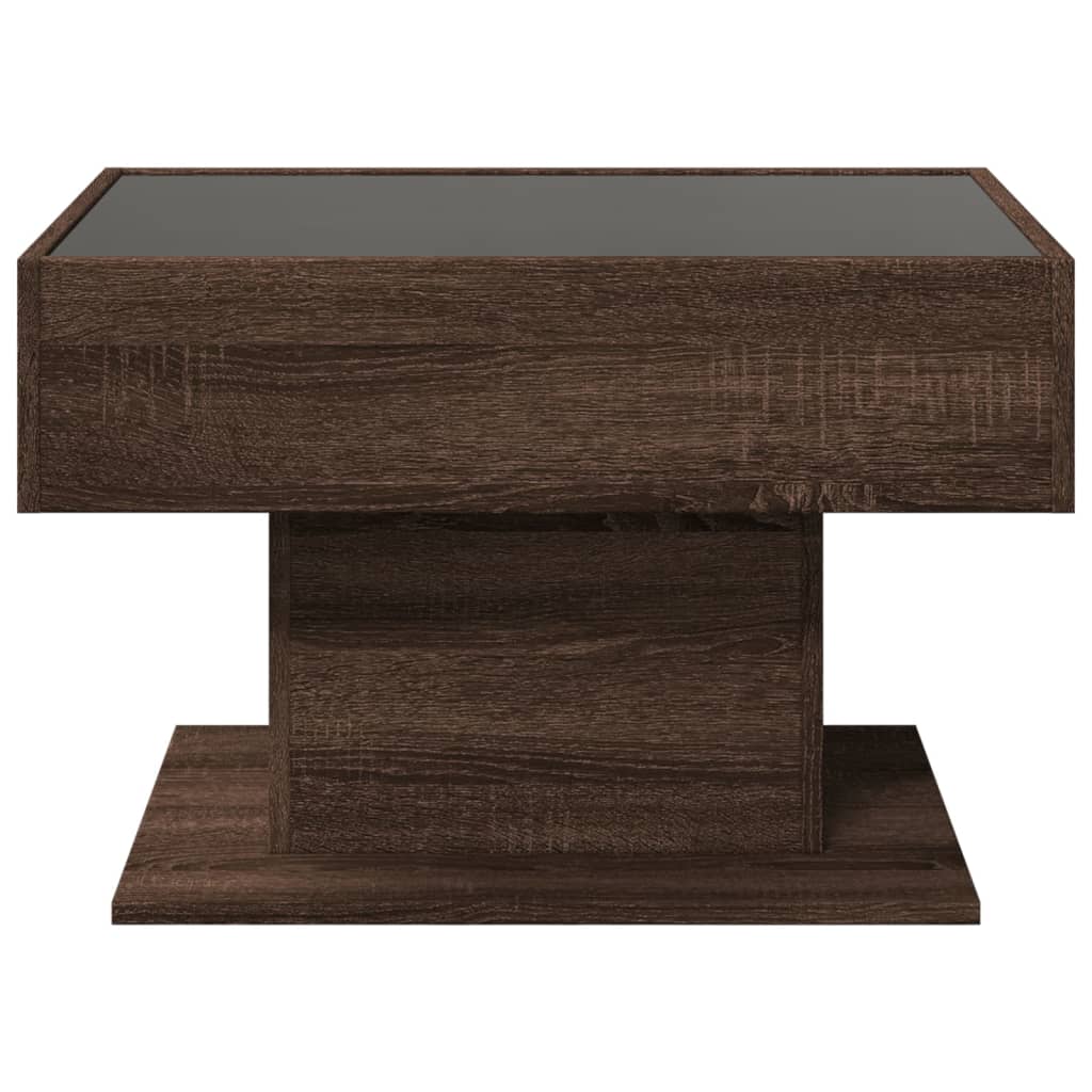 Table basse avec LED chêne marron 70x50x45 cm bois d’ingénierie - Tables basses