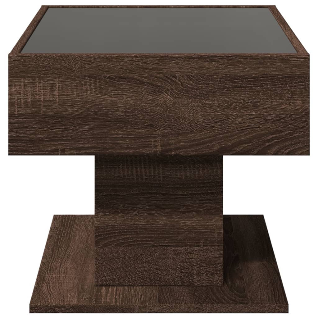 Table basse avec LED chêne marron 70x50x45 cm bois d’ingénierie - Tables basses